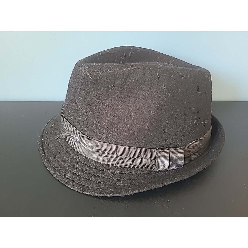 Black Rivet Fedora 100% Wool / Polyester Hat‎ Size L/XL